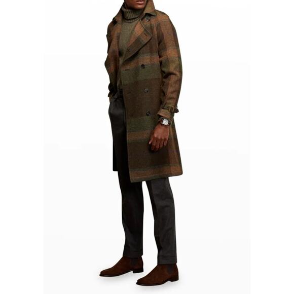 Ralph Lauren Purple Label Wool Belted Trench Coat Plaid Tartan Belt Men’s 40R - Picture 5 of 12